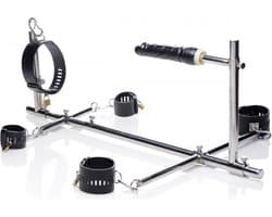 Imprisoned Bondagerek Met Dildo - BDSM set- Bondage set- BDSM Toy set 6 delig- Luxe Sex Speeltjes Kit Met handboeien, enkelboeien, oog masker en kietelaar- SM – Zwart
