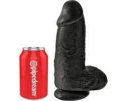 Pipedream King Cock - Zwarte Extra Dikke Dildo met Scrotum - 23 cm - Zwart