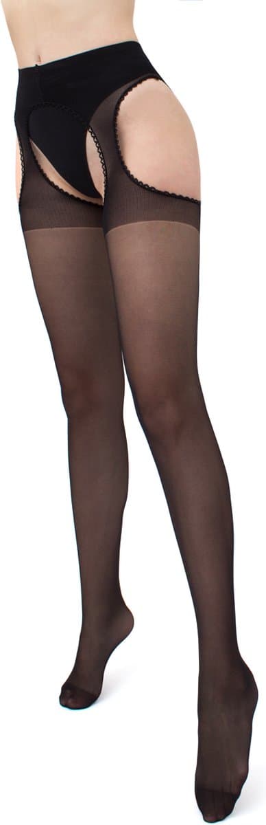 GIULIA Panty - Love 20 - Open Kruis Panty - Strip Panty - Erotiek - Open Heupen - 20 Den - Large - Zwart — afbeelding 1