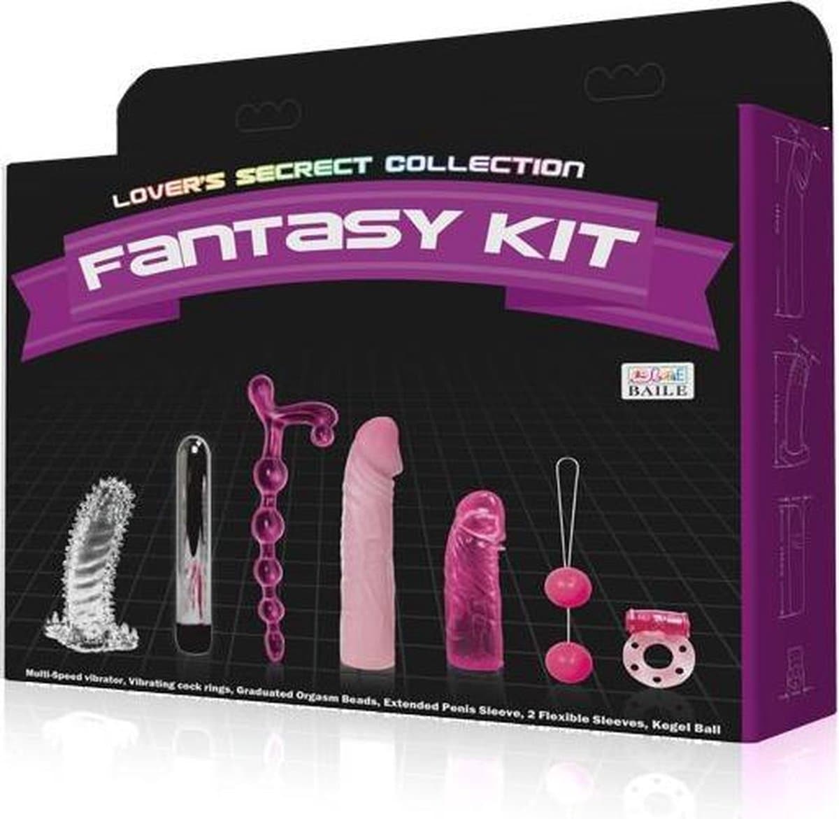 Penis Sleeve and Dildo Kit Lovers Secret Collection Fantasy Kit pink -vibrator-dildo-cock ring--kegel bal-flexible sleves- orgasm beads — afbeelding 1