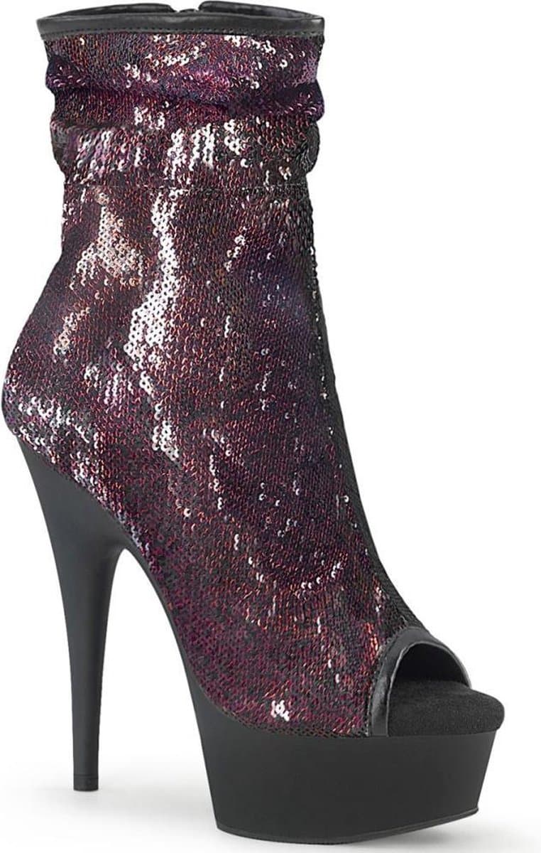 Pleaser - DELIGHT-1008SQ Plateau Laarzen - US 7 - 37 Shoes - Zwart/Paars — afbeelding 1