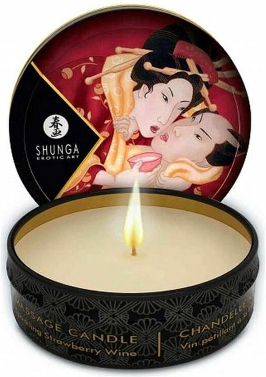 Shunga - Mini Massagekaars - Sparkling Strawberry - 30 ml — afbeelding 1