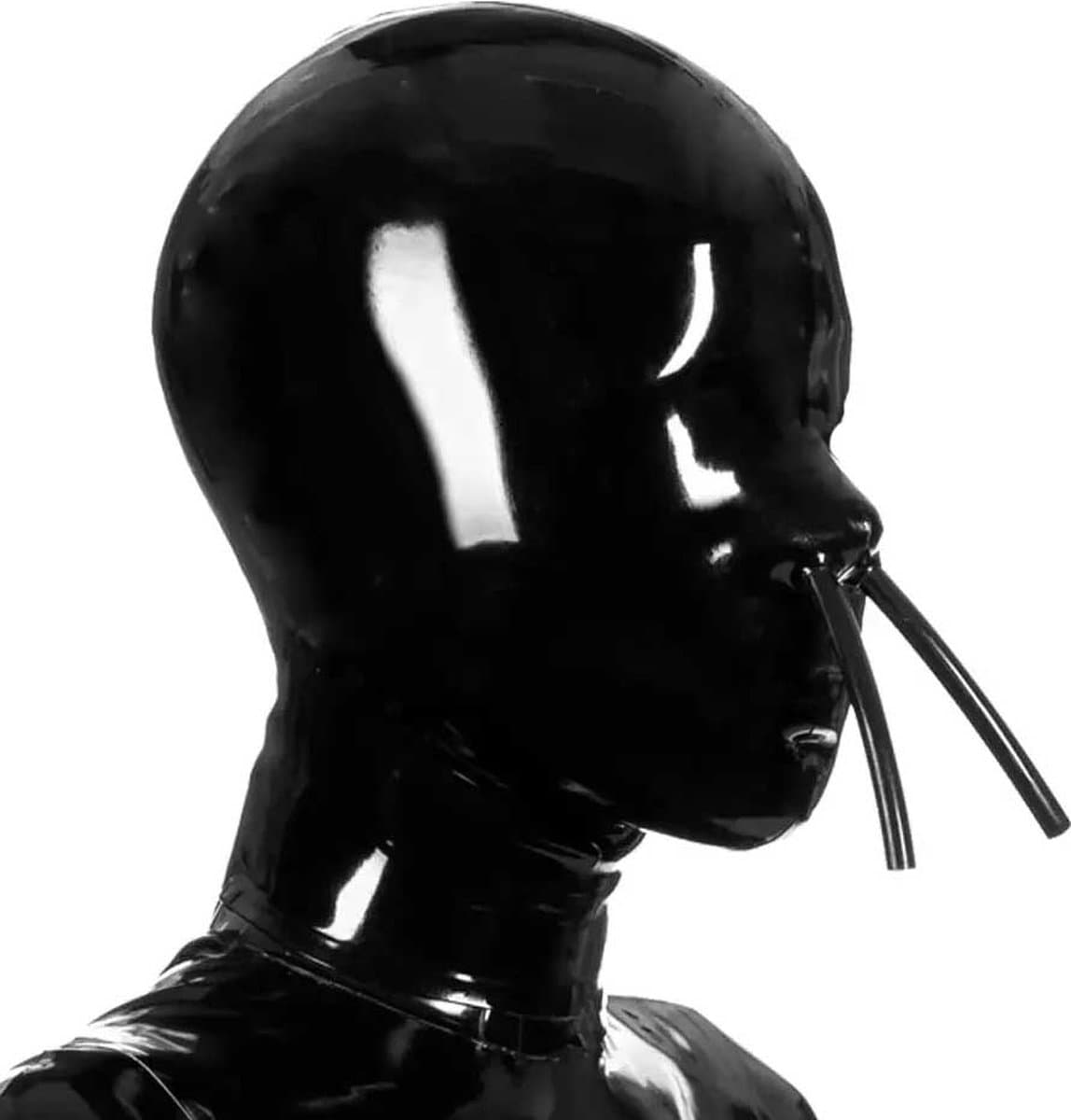 Full latex masker - Neus beademing buisjes - Fetisj - BDSM - Erotische maskers - 4MM Dikte latex - Maat S/M — afbeelding 1