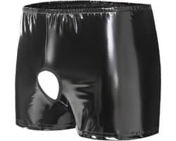 BamBella ® - Boxer short Maat S/M Datex Zwart (Latex en stof SM kleding BDSM erotische heren kleding ondergoed lingerie onderbroek