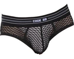 CODE 22 Openwork Brief Black - MAAT L - Erotisch Heren Ondergoed - Slip voor Man - Sexy mannen Slip