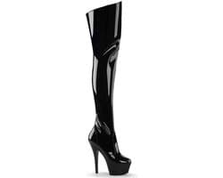 Pleaser - KISS-3010 Plateau overknee Laarzen - US 9 - 39 Shoes - Zwart