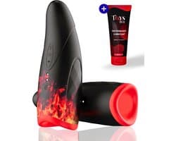 Toys Hub® Automatische Masturbator PRO met Glijmiddel & E-book - 10 Vibraties - Smart Heating - Pocket Pussy - Blowjob Simulator - Elektrisch - Sex Toys voor Mannen Zelf Aftrekken - 14 CM