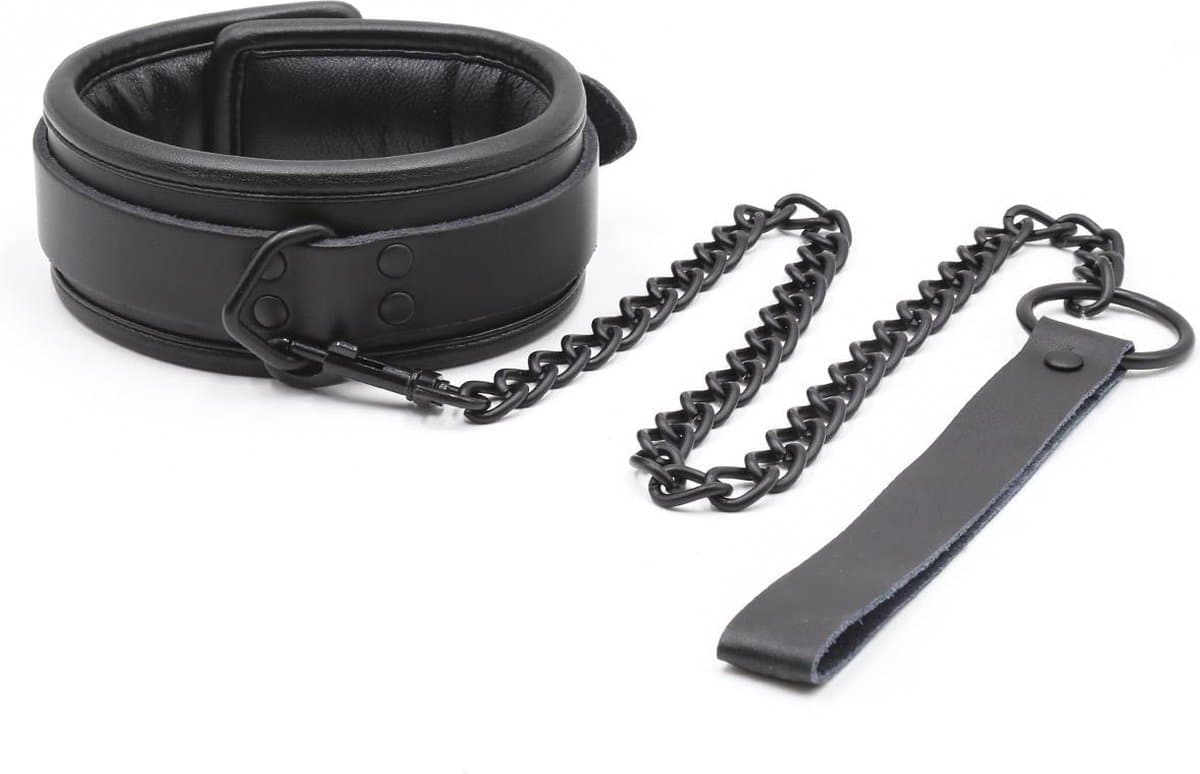 Banoch - halsband van pu leer gevoerd - zwarte collar bdsm — afbeelding 1
