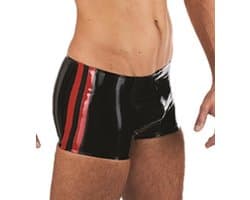 Mister B Rubber Trunks zwart met rode bies medium