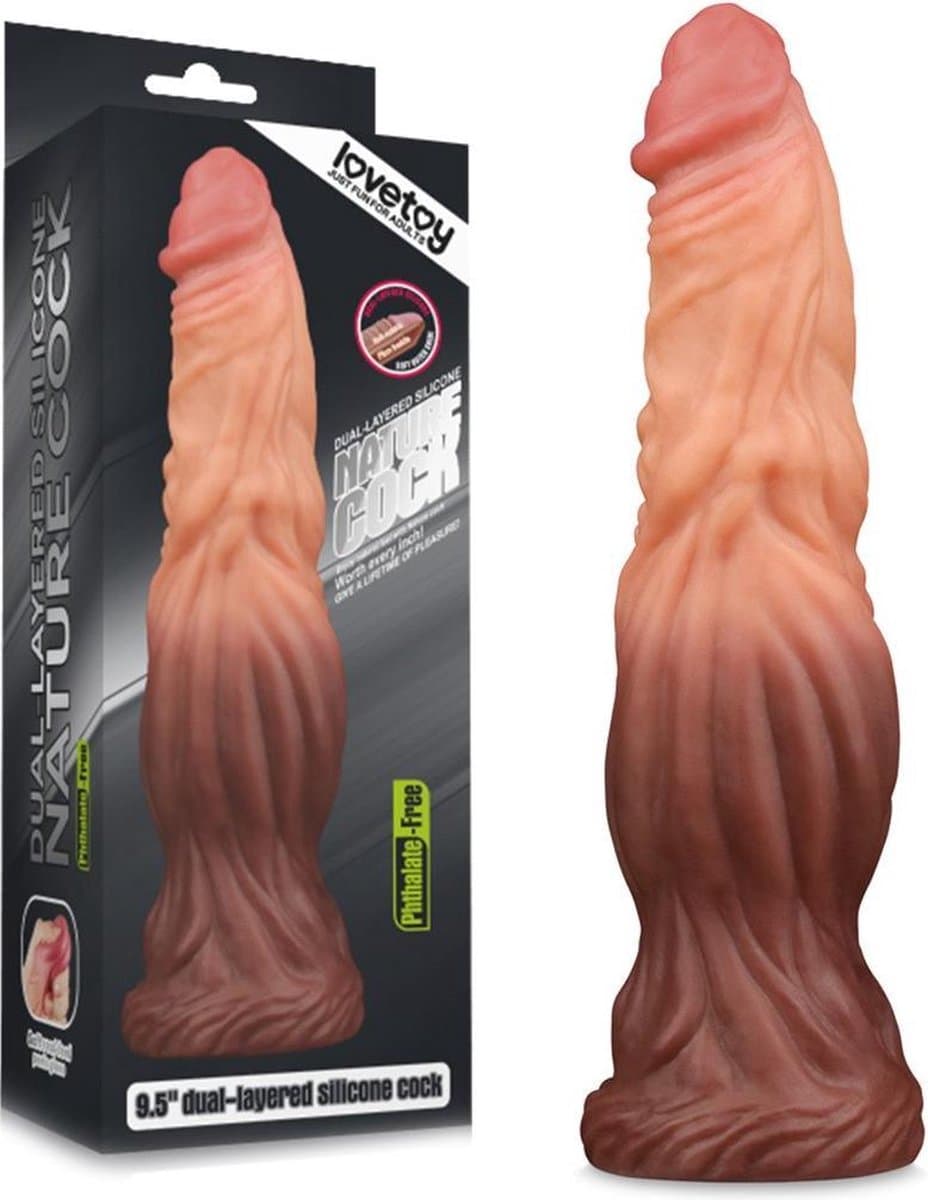 Lovetoy - Realistische XXL Dildo 24.5 cm - Lichte/donkere Beige — afbeelding 1