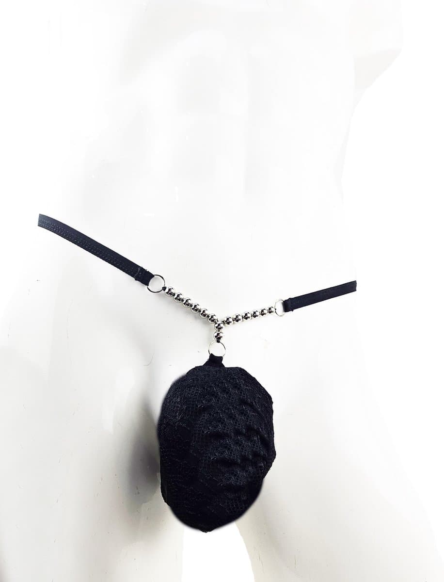 BamBella ® - String Kruisloos - One size - Sexy Zwart kralen Erotische onderbroek Heren — afbeelding 1