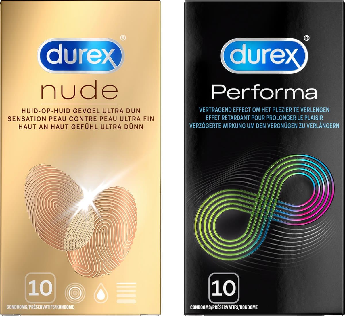 Durex - 20 Condooms - Nude Extra Lube 10st - Condooms Performa 10st — afbeelding 1