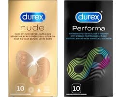Durex - 20 Condooms - Nude Extra Lube 10st - Condooms Performa 10st