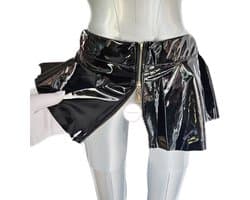 BamBella® - Minirok - S M - LATEX en stof Ultra korte rok - - Sexy Erotische dames fetish kleding -