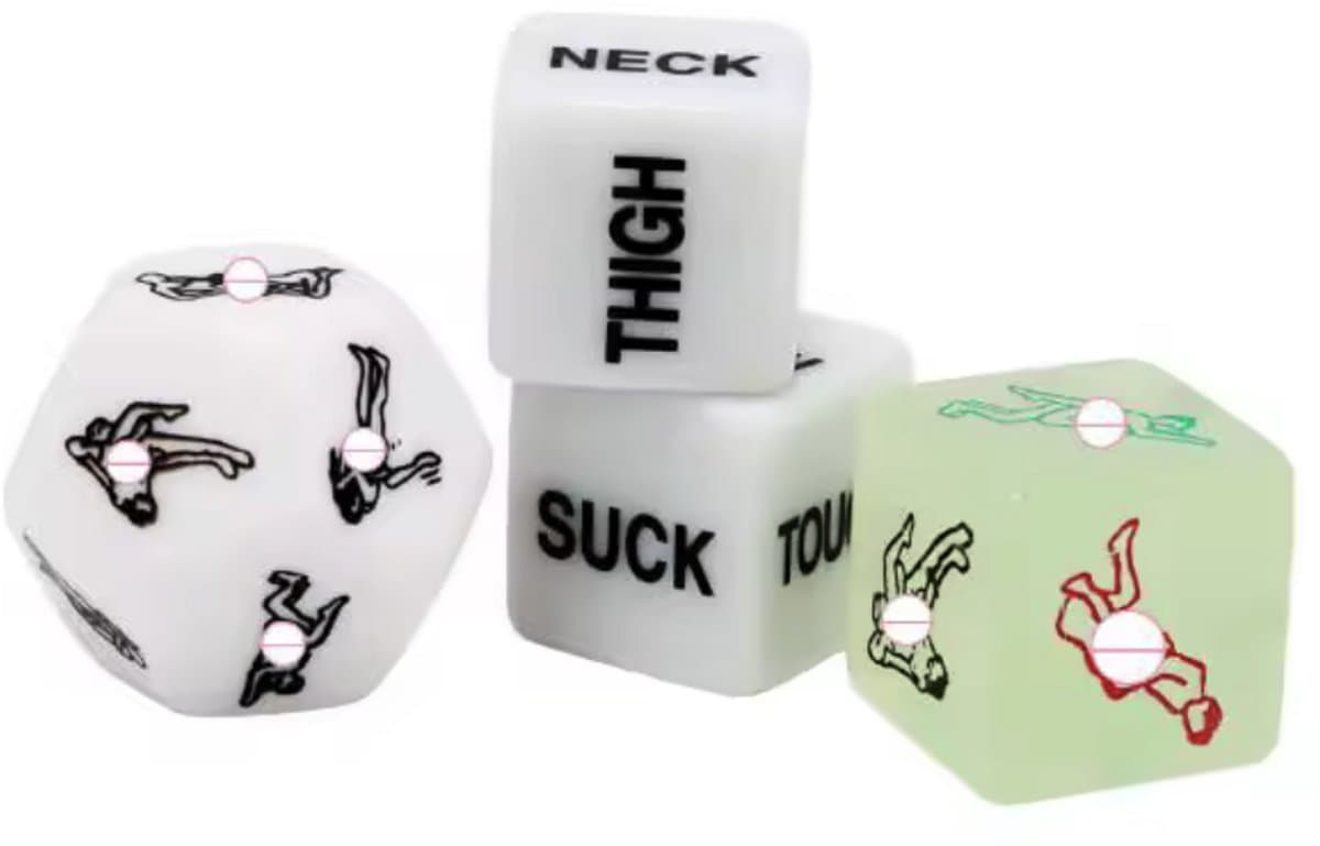 CHPN - Erotische Dobbelstenen set - Sex dobbelstenen - Dobbelstenen set met standjes - Voorspel - Opdrachten - Erotiek - Glow in the Dark - Standjes kiezen — afbeelding 1