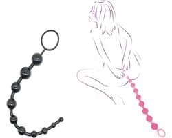 Anale Kralen I Anal Beads I I Buttplug I Anaal Plug I Butt Plug I Gevorderen I 10 Kralen I 31 CM Lengte I 25 CM Inbrenglengte I Siliconen I Zwart
