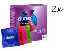 Durex Condooms Surprise Me Mix - 80 stuks (2x 40) - 20x Pleasure Me - 20x Thin Feel - 20x Tickle Me - 20x Extra Safe – Discreet en Stevig Verpakt