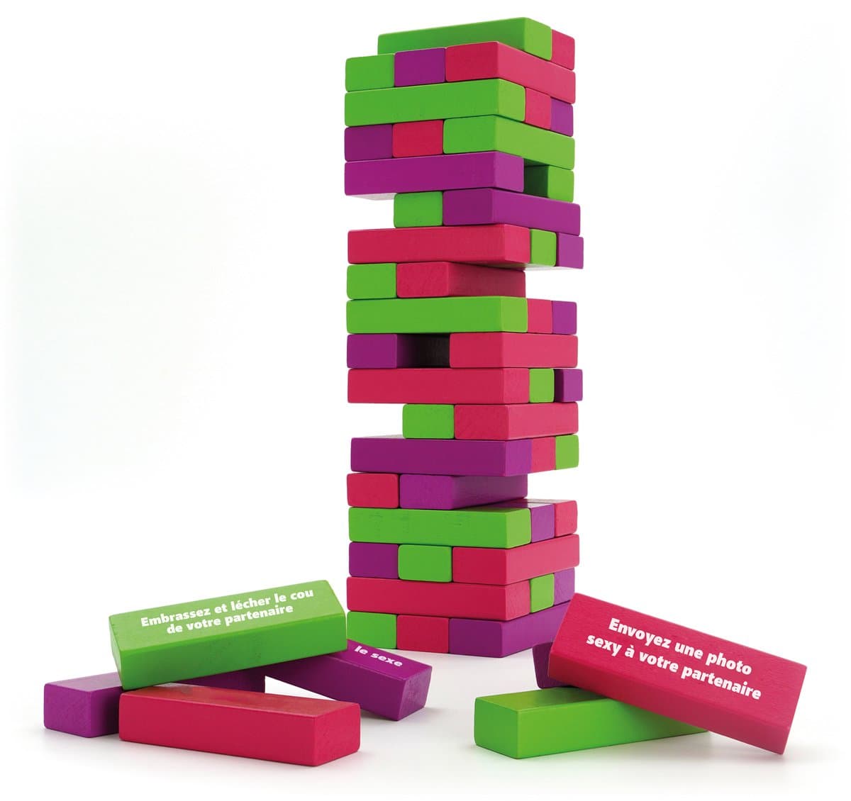 La Tour du Plaisir – jeu de défis coquins pour couples – tour en bois – 54 blocs – soirée romantique et amusante — afbeelding 1