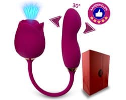 SlipperyHeights® Twila - 2 in 1 Luchtdruk Stotende Roos Vibrator - Clitoris Satisfy en G-Spot Stimulatie - Intense 20 Standen - Siliconen Sex Toy voor Vrouwen - Dildo - Fuchsia