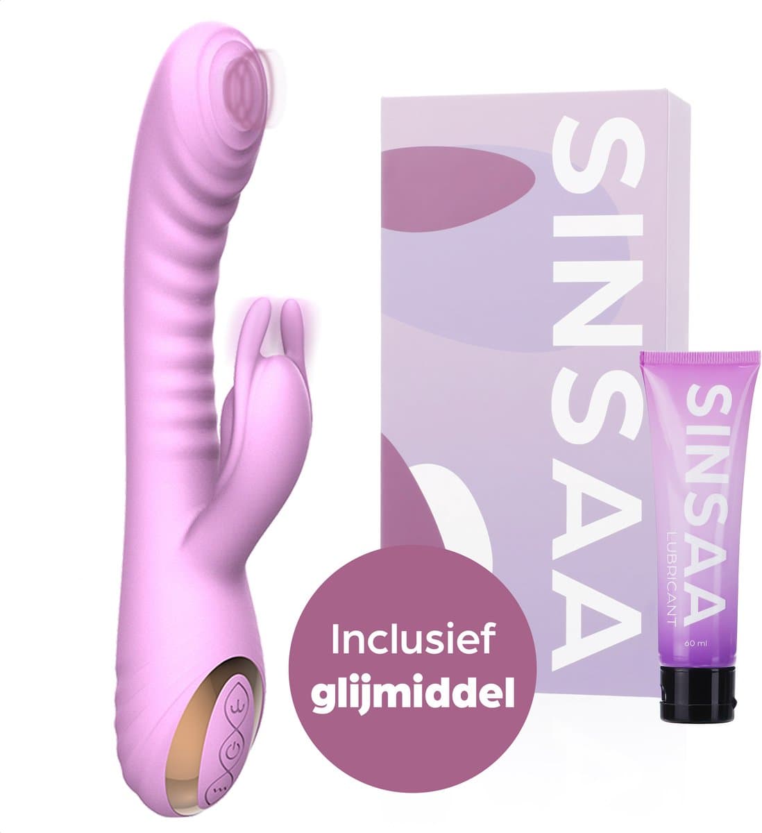 Sinsaa Rabbit Vibrator voor Vrouwen - Tarzan Vibrator met 10 Vibratiesnelheden - G-Spot & Clitoris Stimulator - 5 Klopsnelheden - Dildo - Vibrators - Seksspeeltjes voor Koppels - Sex Toys voor Vrouwen - Inclusief glijmiddel — afbeelding 1