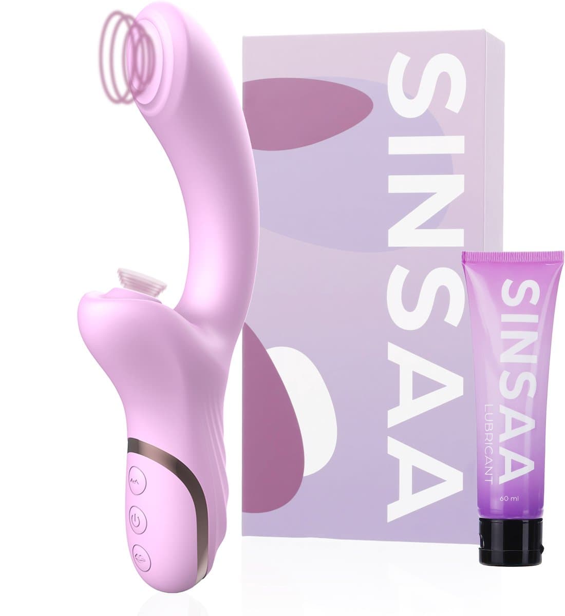 Sinsaa Tarzan Vibrator – Vibrerende Rabbit Vibrator - G-Spot & Luchtdruk Clitoris Stimulator - Vibrators voor vrouwen - 10 Vibratiesnelheden & 10 Zuigfunctie snelheden - Inclusief glijmiddel – Bella – Roze — afbeelding 1
