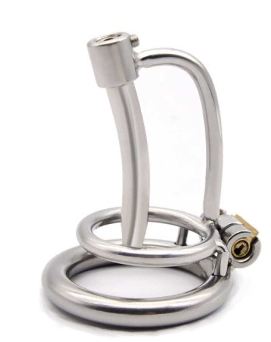 Nooitmeersaai - Peniskooi met dilator met slot - Metaal - Zilver - 50mm — afbeelding 1