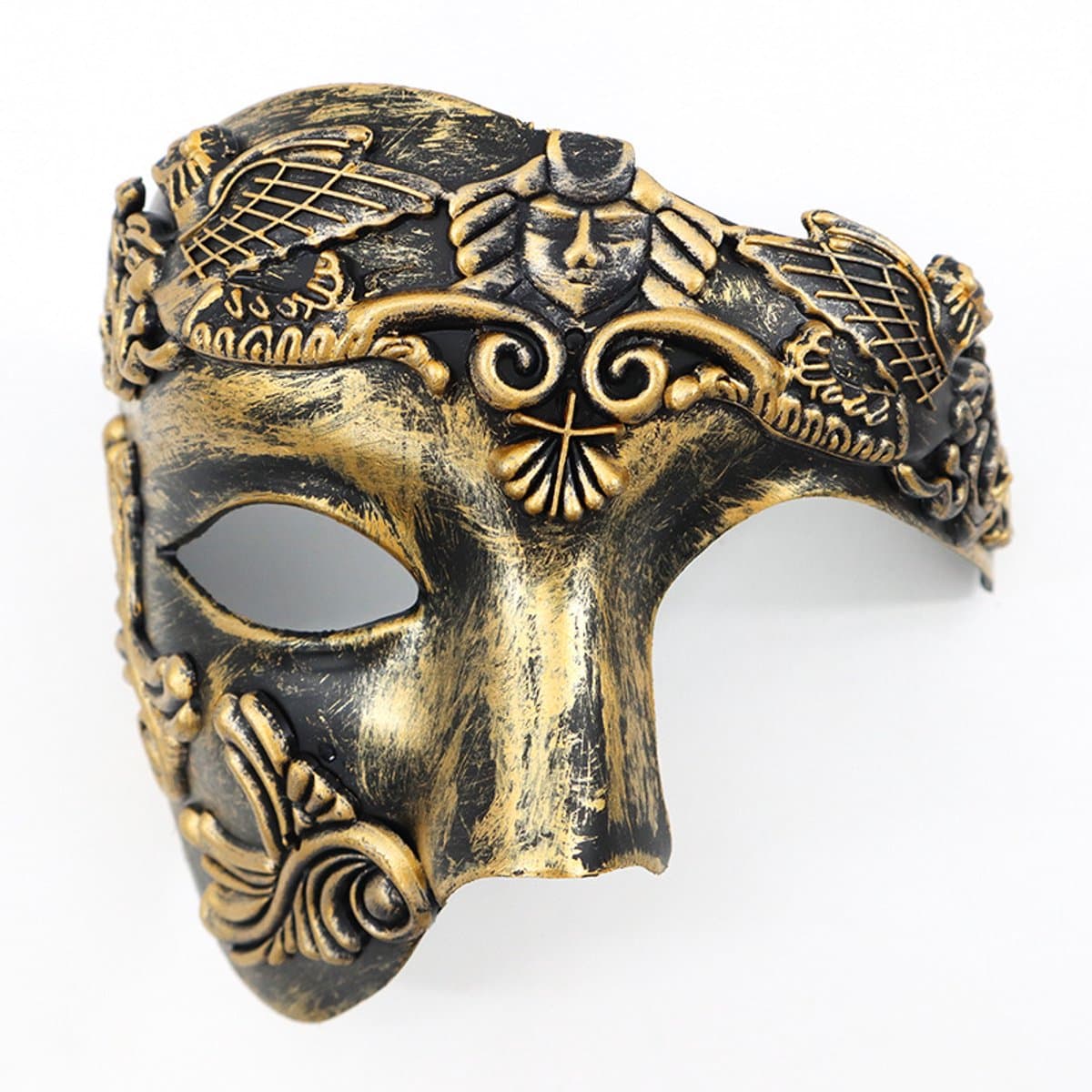 Halloween carnaval samurai masker mannen festival half gezicht masker partij aankleden, partij masker 1 stuk, goud — afbeelding 1