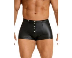 Zwarte sexy leren heren boxershorts - maat L/XL - black sexy leather men boxers underwear -BDSM - clubwear heren ondergoed erotiek mannen boxer