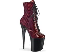 Pleaser - FLAMINGO-1020SP Plateau Laarzen, Paaldans schoenen - Paaldans schoenen - 41 shoes - Rood/Zwart