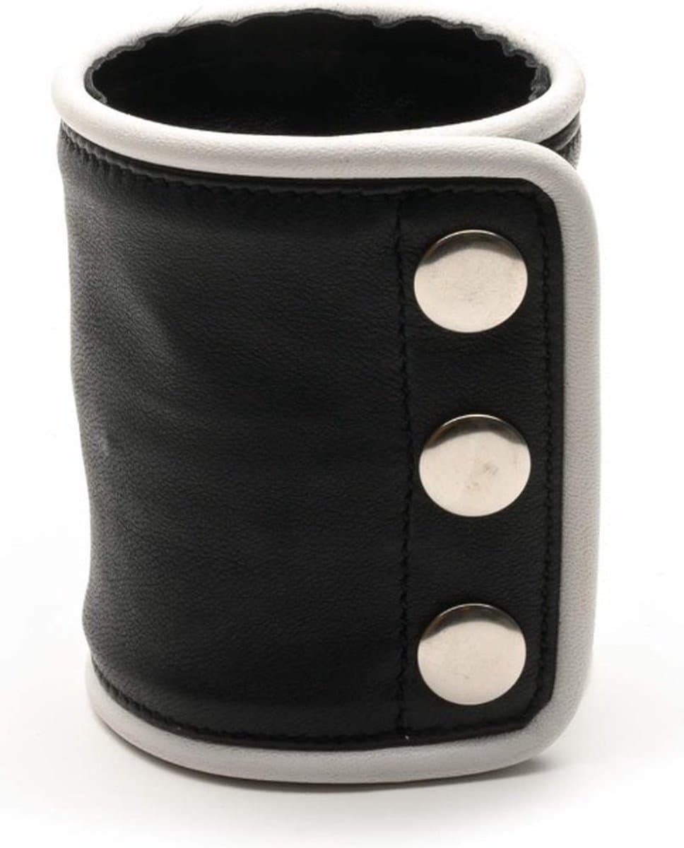665 Leather - Leren Pols Portemonnee - Zwart Wit - Wrist Wallet Zip Black White — afbeelding 1