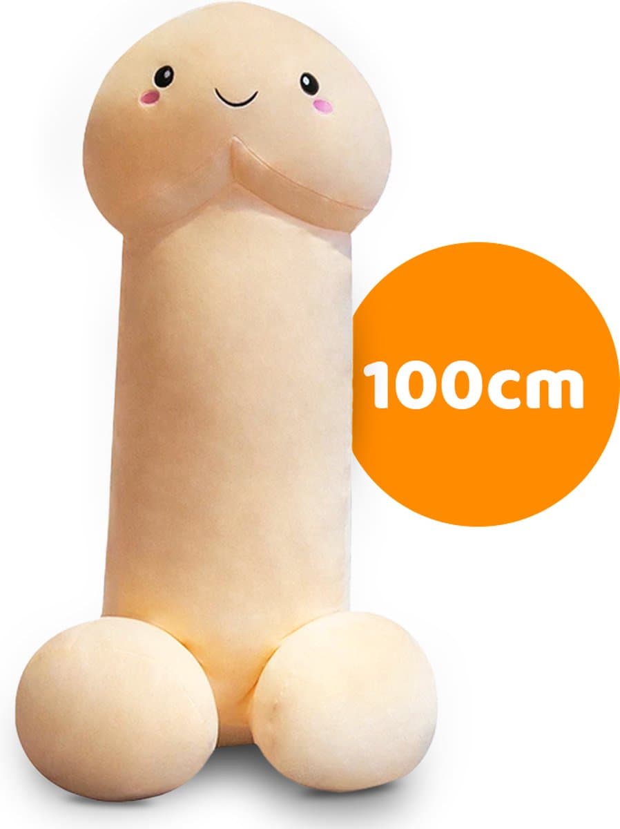 Super zachte XXL Penis knuffel - Piemel kussen - XL formaat (1 meter) - Crème Wit — afbeelding 1