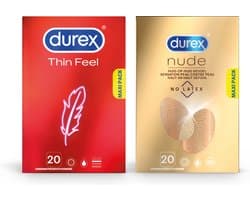 Durex - 40 Condooms - Thin Feel 20 stuks - Nude No Latex 20 stuks - Voordeelverpakking