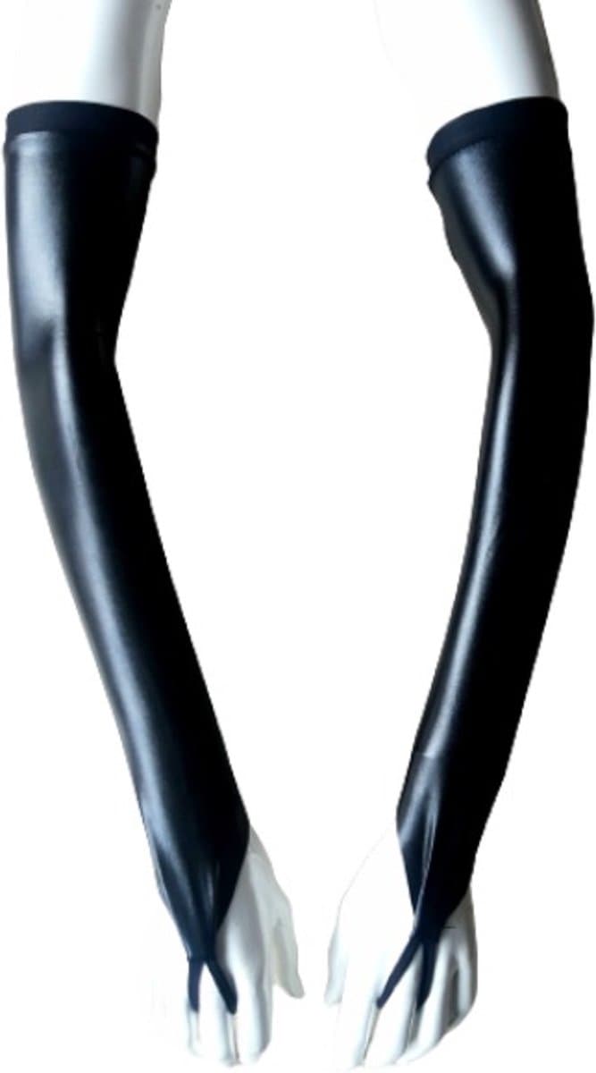 Sexy Handschoenen S/M Zwart lange lak handschoen Glans Shiny Lakleer valentijn Gogo dancing dans accessoiren lange vingerloze gloves — afbeelding 1