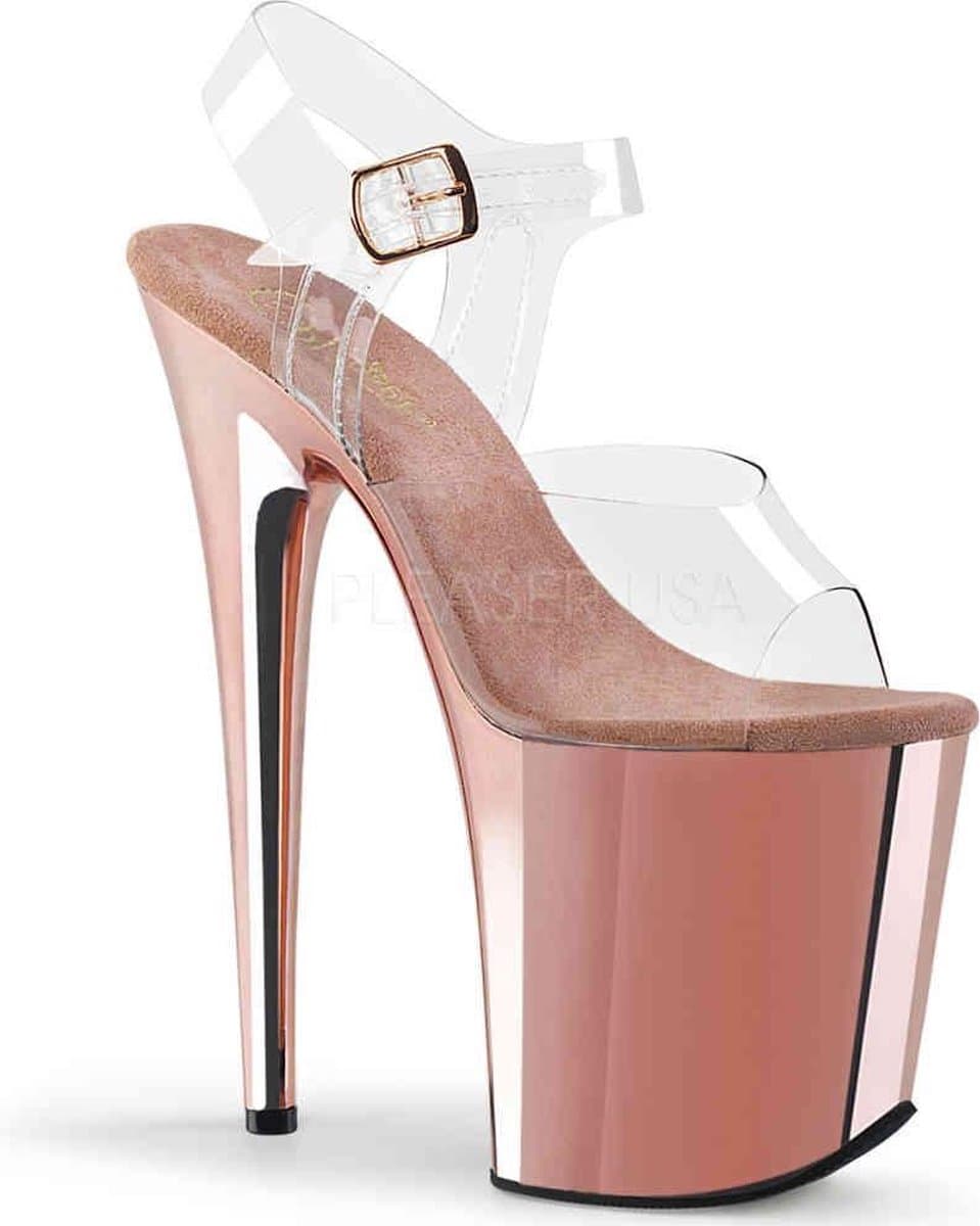 Pleaser - FLAMINGO-808 Sandaal met enkelband, Paaldans schoenen - Paaldans schoenen - 40 Shoes - Roze/Transparant — afbeelding 1