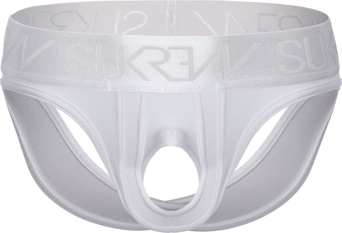 SUKREW U-Style V-Brief White Shimmer - MAAT XS - Erotisch Heren Ondergoed - Slip voor Man - Sexy mannen Slip — afbeelding 1
