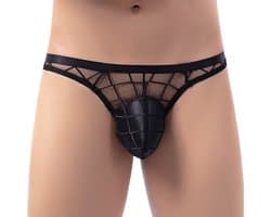 Sexy herenstring van transparant mesh – Transparent men’s thong – String heren met pouch – Erotisch ondergoed voor mannen – Zwarte G-string slip – Mannenlingerie clubwear – Maat S/M