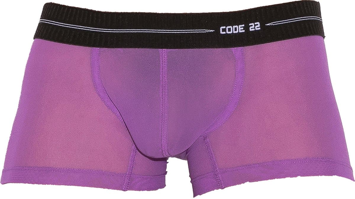 CODE 22 Sheer Mesh Trunk Grape - MAAT M - Erotisch Heren Ondergoed - Boxershort voor Man - Sexy mannen Boxershort — afbeelding 1