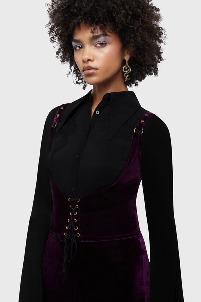 Killstar Beneath The Eclipse - Night Petal Underbust Corset Dames Korset - paars - XL — afbeelding 1