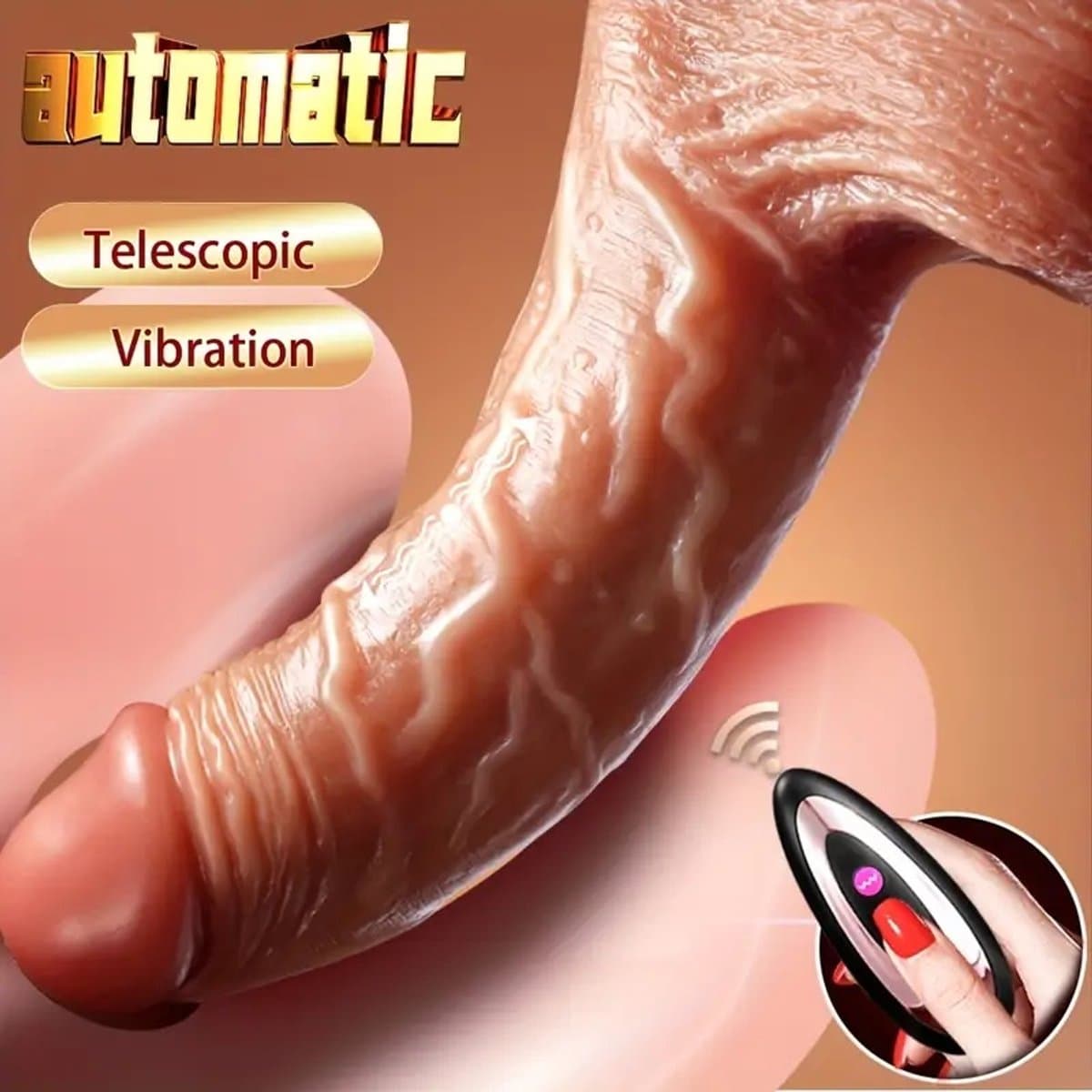 Realistische Stotende Dildo Vibrator - 22,35cm Oplaadbaar via USB met 7 Trilstanden, 7 Stootinstellingen, Afstandsbediening, G-Spot Stimulatie. — afbeelding 1