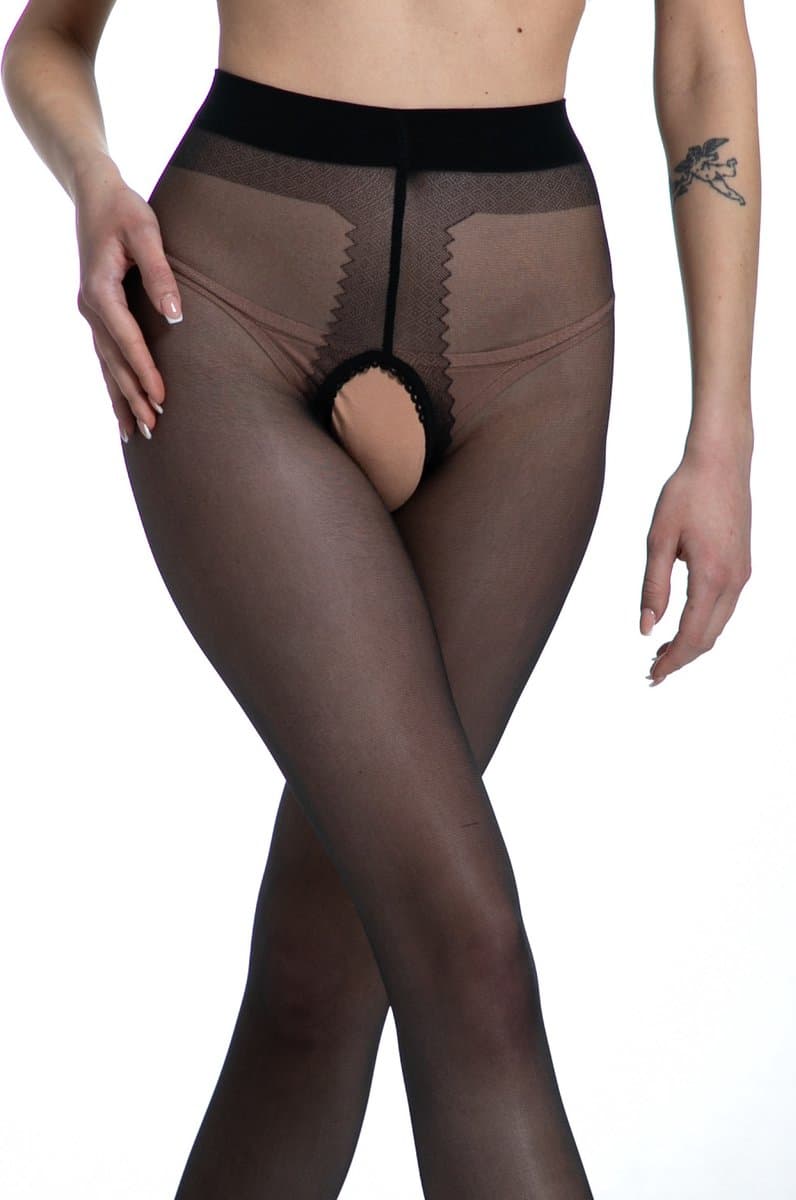 Panty open kruis - 20 Denier - Kleur: Zwart - Maat: S/M - Model: Gloss - Merk: Amour — afbeelding 1
