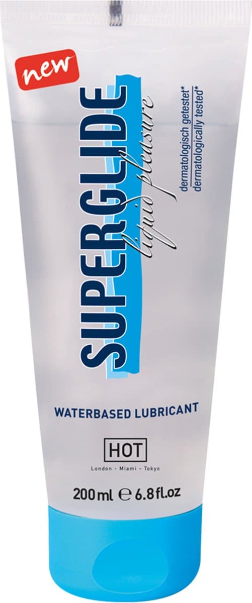 HOT Superglide Natural - Glijmiddel Op Waterbasis in Handige Tube - 200ml — afbeelding 1