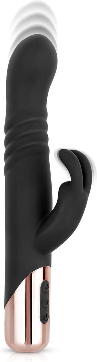 Rosy Gold - Rabbit Vibrator Met Stootfunctie - Zwart — afbeelding 1