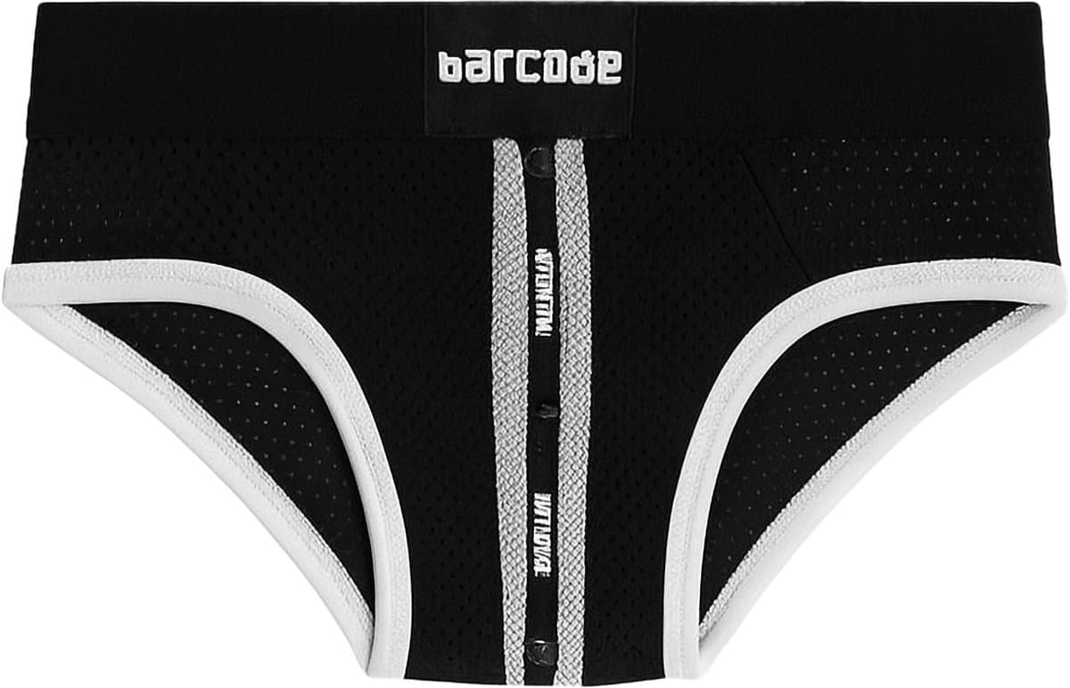 Barcode Berlin Mesh Brief Sicile Black-White - MAAT S - Erotisch Heren Ondergoed - Slip voor Man - Sexy mannen Slip — afbeelding 1