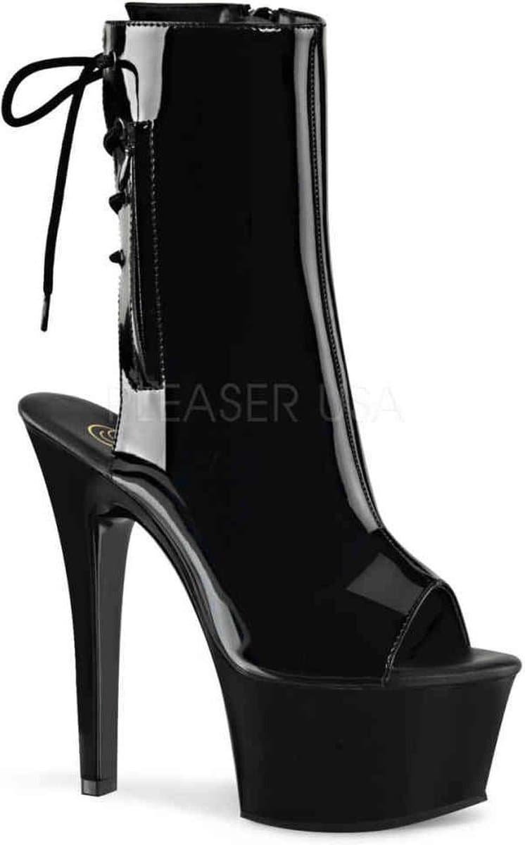 EU 41,5 = US 11 | ASPIRE-1018 | 6 Heel, 2 1/4 PF Open Toe/Heel Ankle Boot, Side Zip — afbeelding 1