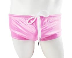 BamBella ® - Boxer short Maat L/XL Datex roze (Latex en stof SM kleding BDSM erotische heren kleding ondergoed lingerie onderbroek zwart