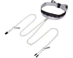 Fifty Shades of Grey - Play Nice Satijn & Kant Ketting & Tepelklemmen