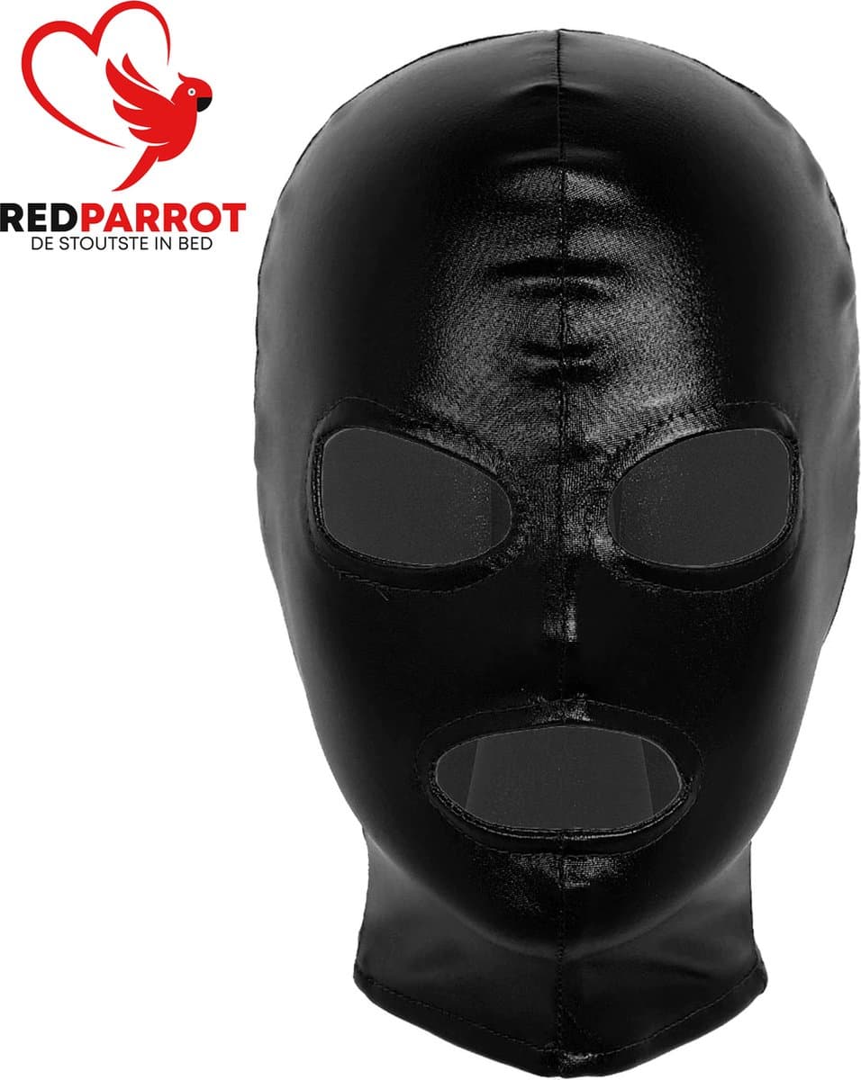 BDSM Masker bivakmuts - Latex look - Rits - Zwart — afbeelding 1