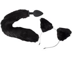 Bad Kitty – Petplay Set met Buttplug Staart en Oortjes voor een Onschuldige Poes Uitstraling – Zwart