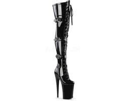 Pleaser - INFINITY-3028 Plateau Overknee Laarzen - Paaldans schoenen - 38 Shoes - Zwart