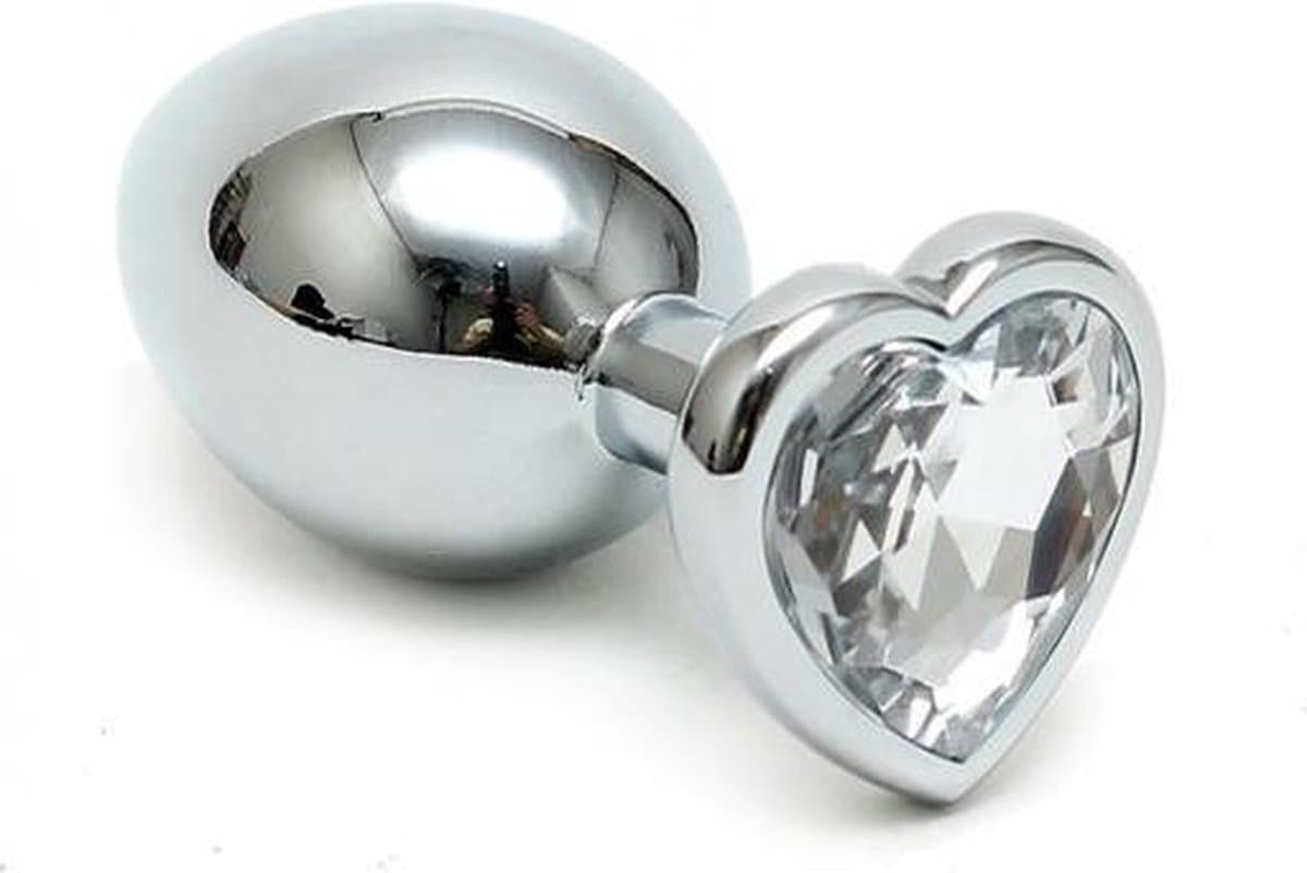 Anaal - Buttplug - Hartvorm - RVS - Metaal - Chrystal Diamant - Diameter 2.8cm — afbeelding 1